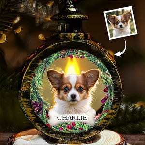 Opsferent Custom Pet Photo Lantern Ornament – Personalized Candlelight Keepsake Christmas Gift for Dog & Cat Lovers