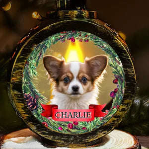 Opsferent Custom Pet Photo Lantern Ornament – Personalized Candlelight Keepsake Christmas Gift for Dog & Cat Lovers