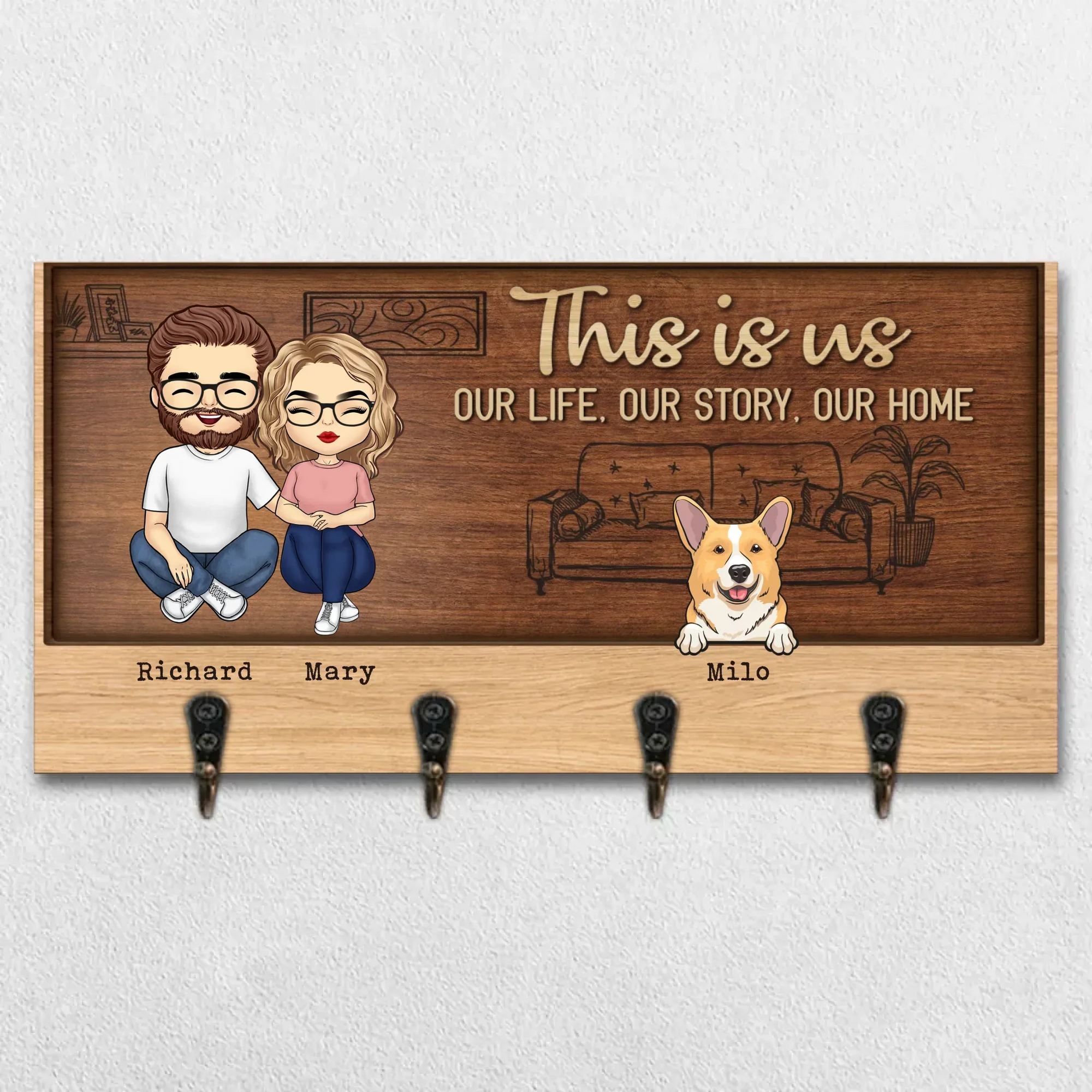 Opsferent | The Heart of the Home Key Holder - Personalized Family & Pet Hanger