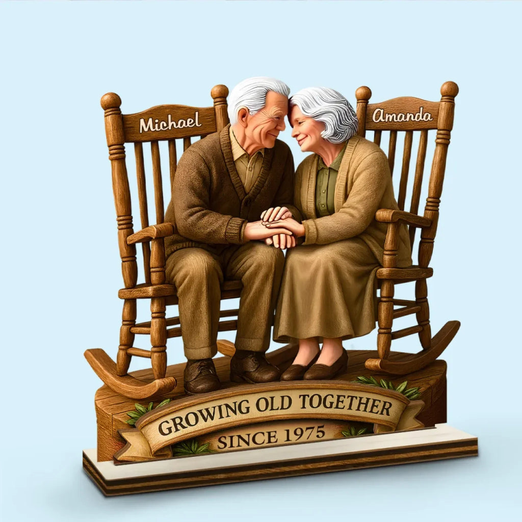 Opsferent Love That Grows With Time - Personalized Custom Shaped 2-Layered Wooden Plaque With Flat Stand - House Warming Gift For Husband Wife, Anniversary