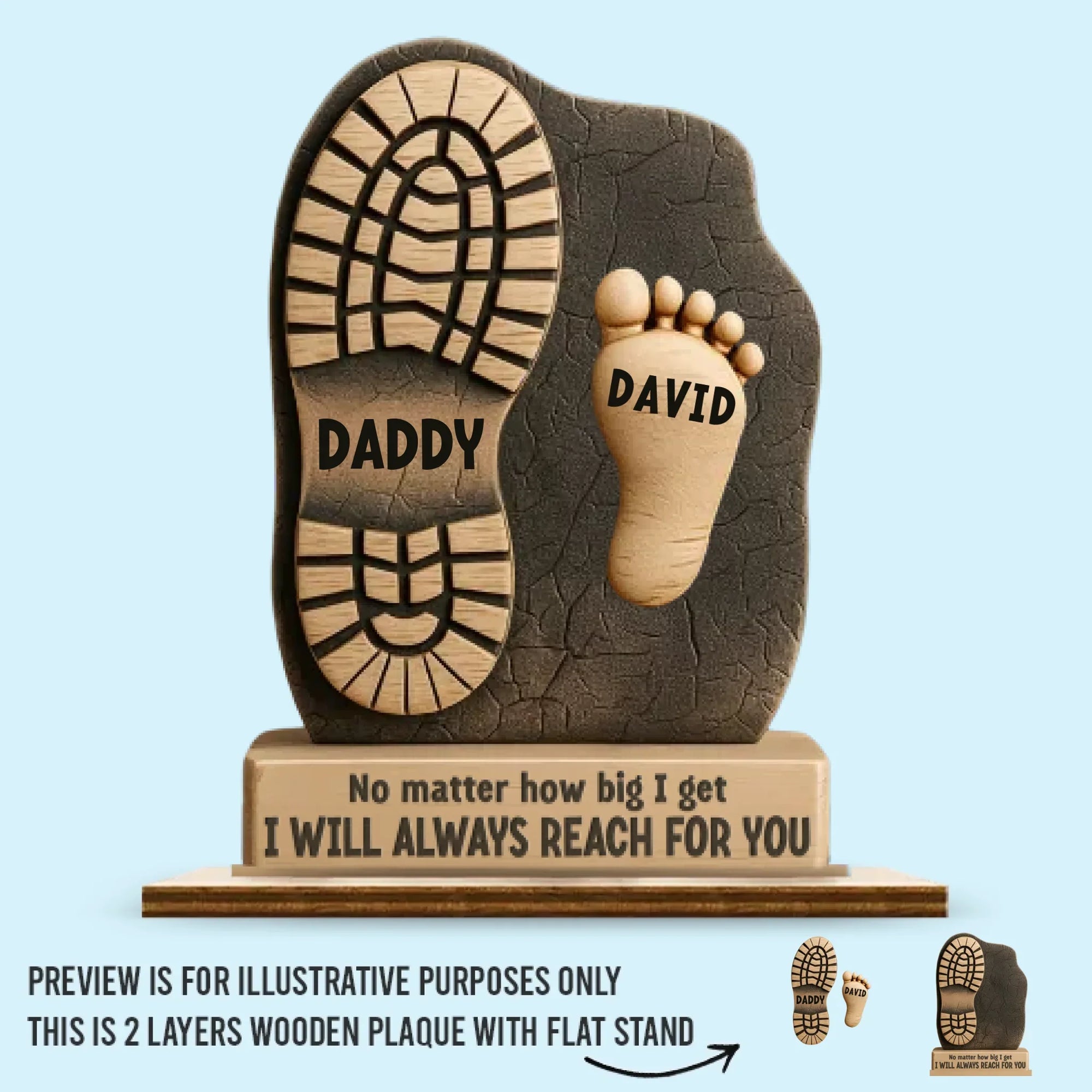 Opsferent Footsteps Led Our Way - Personalized Custom Shaped 2-Layered Wooden Plaque With Flat Stand - Father's Day, House Warming Gift For Dad, Grandpa