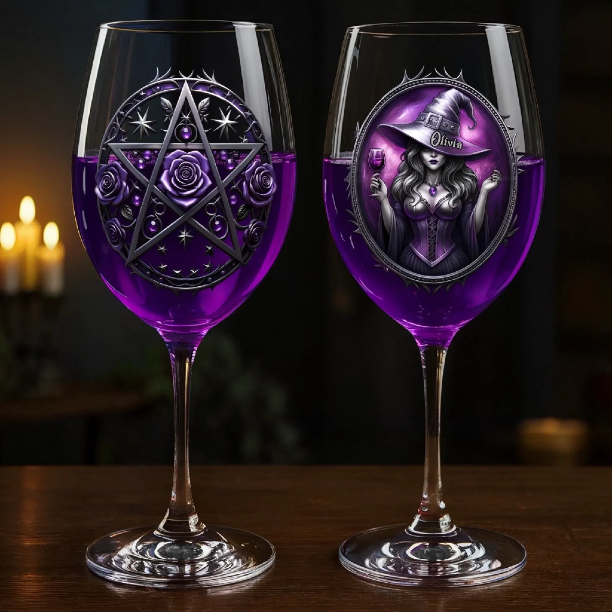 Opsferent Personalized Stemmed Wine Glass – Custom Best Friend Gift with “Witch Vibes Only” Halloween Design